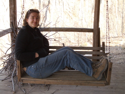 Becca at Myron Glaser cabin